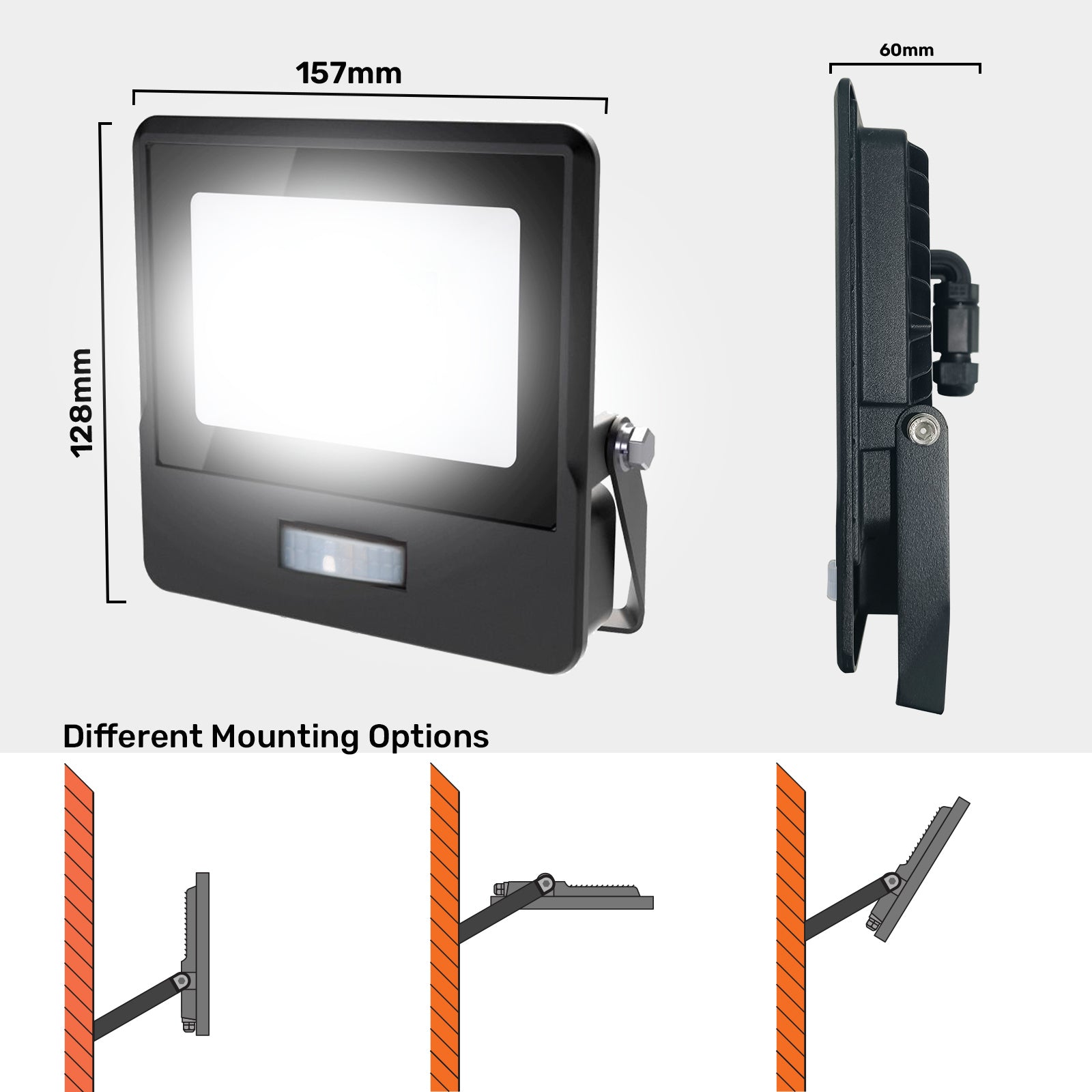 20W, LED Floodlights, 2000 Lumens, PIR Motion Sensor, 6500K Day Light, Non-Dimmable Spotlights