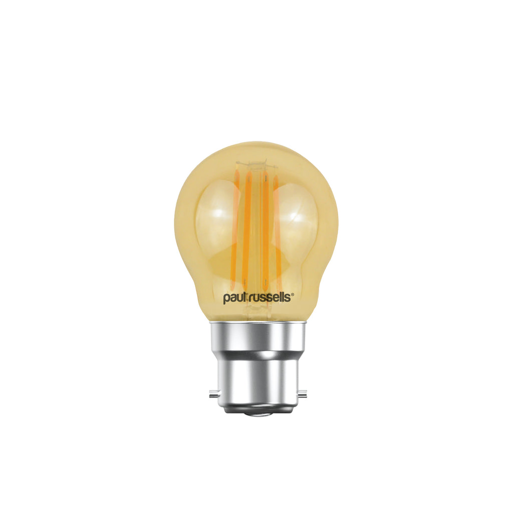 LED Filament Golf Ball 4W=35W Extra Warm White Amber 2200K BC B22 Bayonet Cap Bulbs