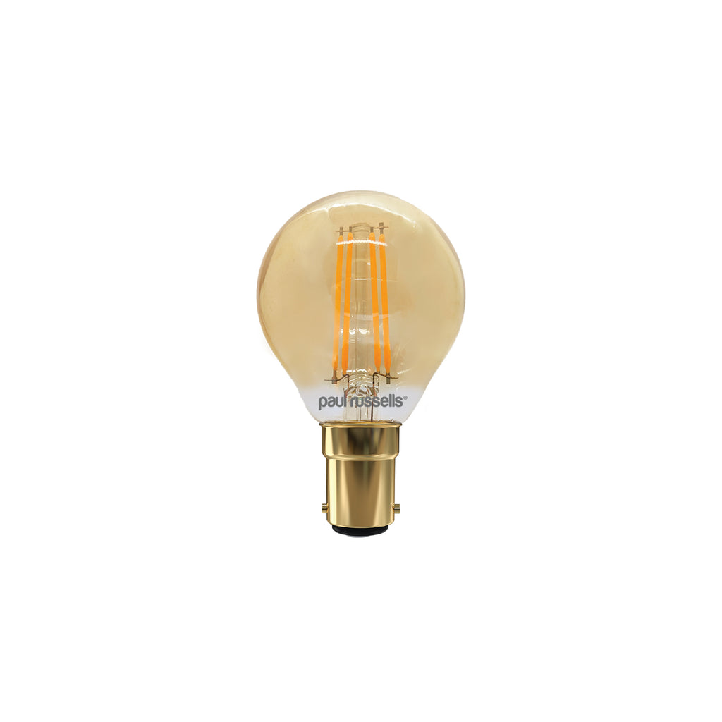 LED Filament Dimmable Golf 4.5W=40W Extra Warm White Small Bayonet Cap SBC B15 Bulbs