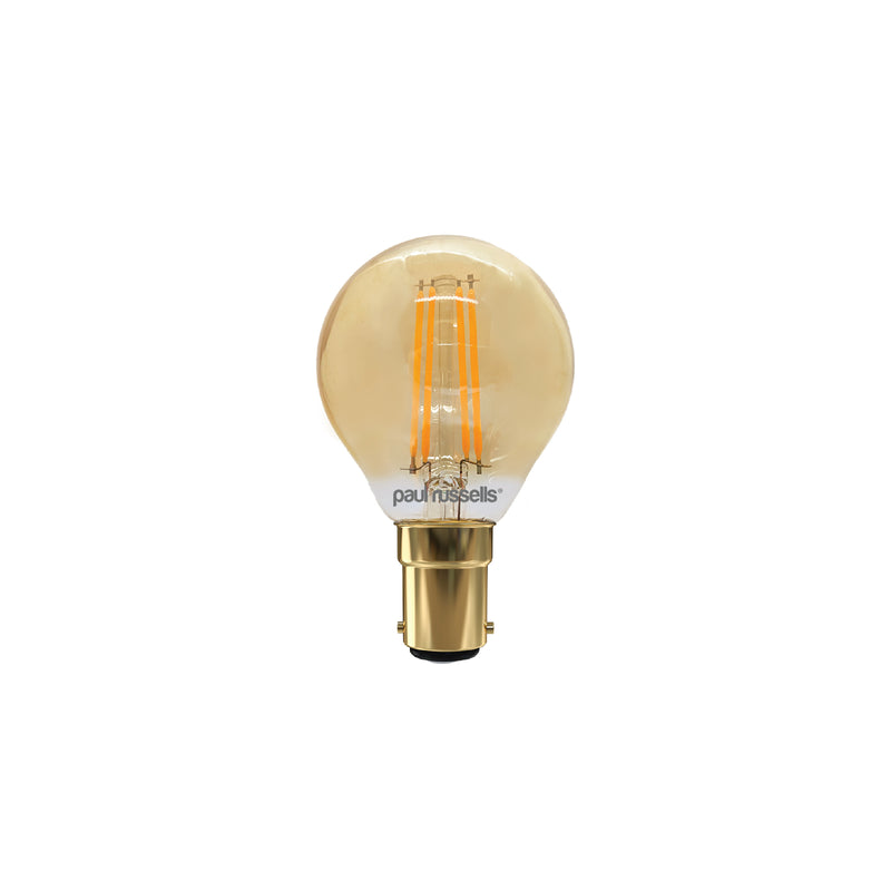 LED Filament Dimmable Golf 4.5W=40W Extra Warm White Small Bayonet Cap SBC B15 Bulbs