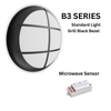 3CCT and 3 Wattage Selectable Bulkhead, IP65, Grill Black Bezel, B3 SERIES18