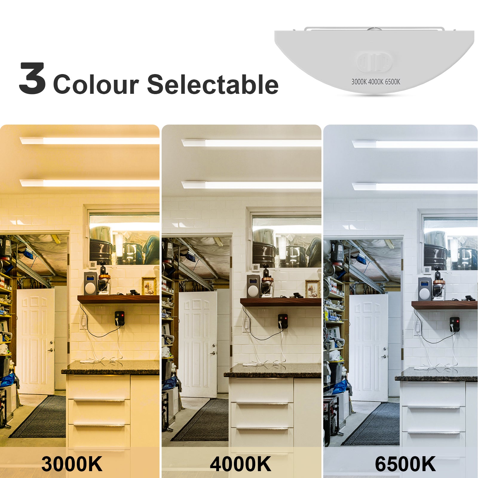 4ft, 40W LED Batten Light, 4800 Lumens, 3000K/4000K/6500K 3CCT, 120° Indoor Ceiling Tube Light
