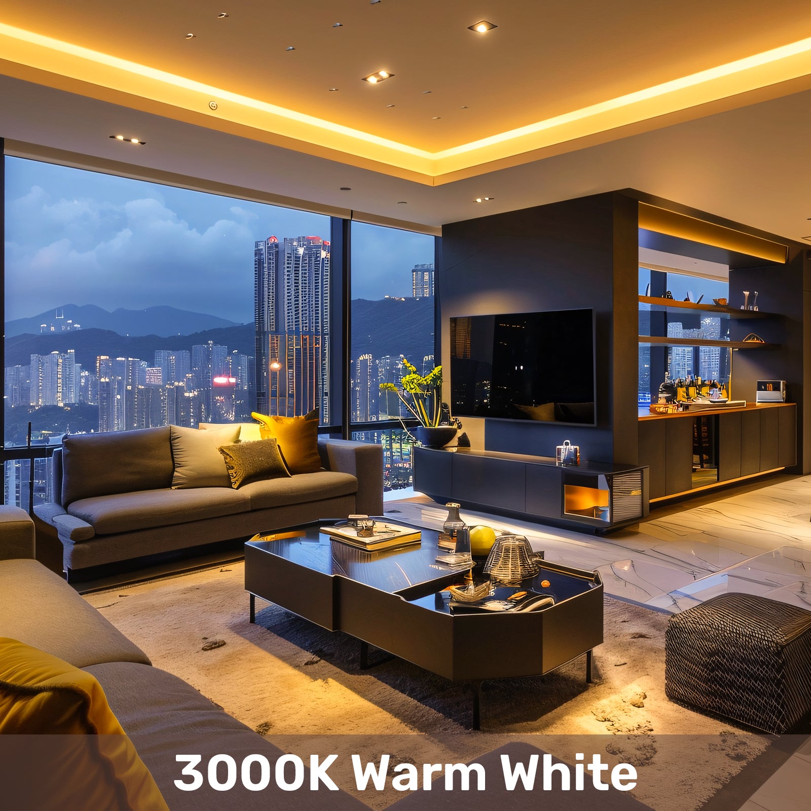 COB LED Strip Light 24V, 5W/M, 320 LEDs/M, 3000K Warm White, 2300 Lumens, 5M Flexible Tape, IP20