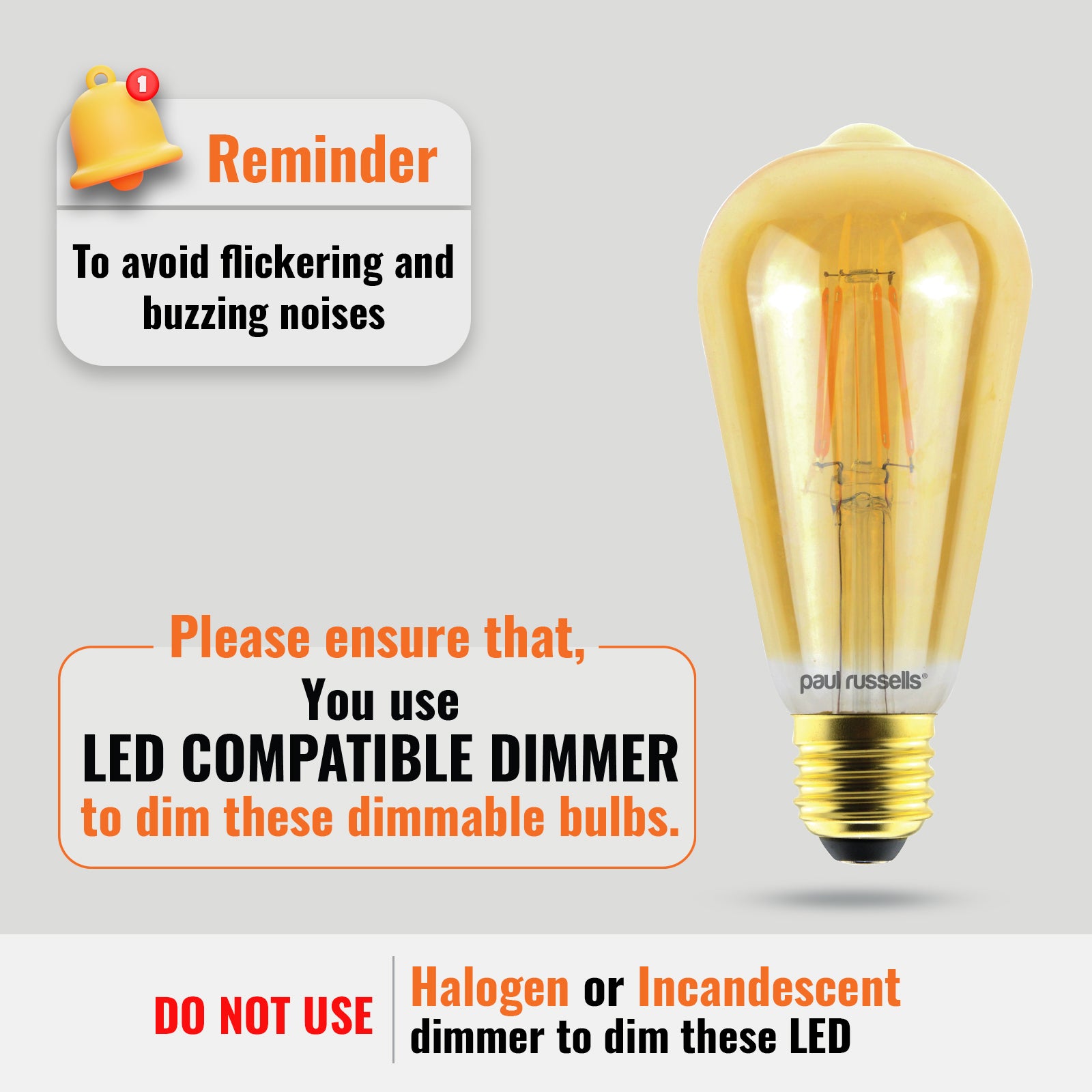 LED Dimmable Filament ST64 7W (60w), ES/E27, 725 Lumens, Extra Warm White(2200K), 240V