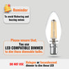 LED Dimmable Filament Candle 4.5W (40w), SBC/B15, 423 Lumens, Warm White(2700K), 240V2
