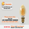 LED Dimmable Filament Candle 4.5W (40w), SES/E14, 423 Lumens, Extra Warm White(2200K), 240V2