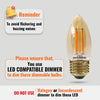 LED Dimmable Filament Candle 4.5W (40w), ES/E27, 423 Lumens, Extra Warm White(2200K), 240V2