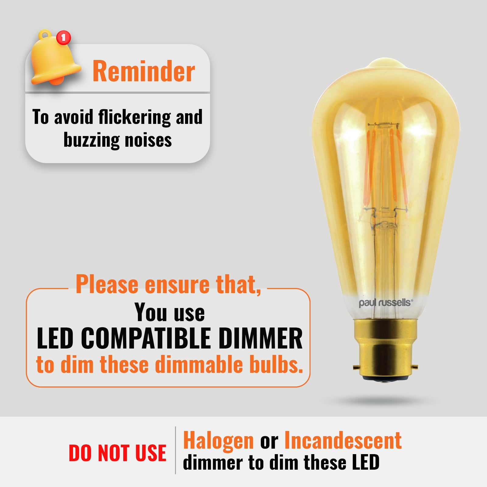 LED Dimmable Filament ST64 7W (60w), BC/B22, 725 Lumens, Extra Warm White(2200K), 240V