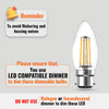 LED Dimmable Filament Candle 4.5W (40w), BC/B22, 423 Lumens, Warm White(2700K), 240V2