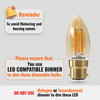 LED Dimmable Filament Candle 4.5W (40w), BC/B22, 423 Lumens, Extra Warm White(2200K), 240V2