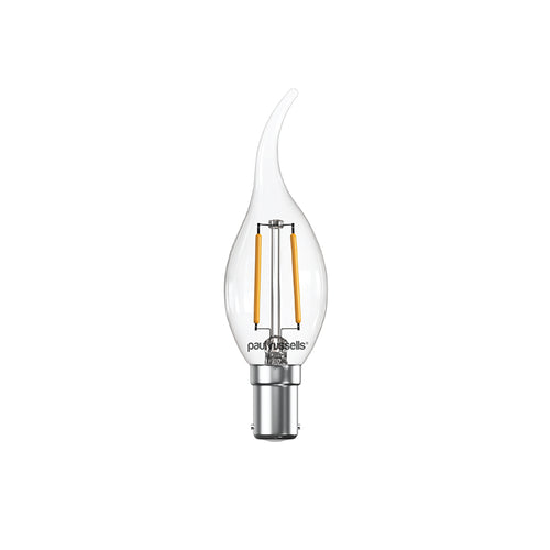 LED Filament Bent Tip Candle 2.5W=25W Warm White 2700K SBC B15 Small Bayonet Cap Bulbs