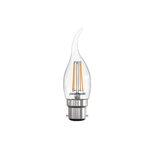 LED Filament Bent Tip Candle 4.5W=40W Warm White BC B22 Bayonet Cap Bulbs