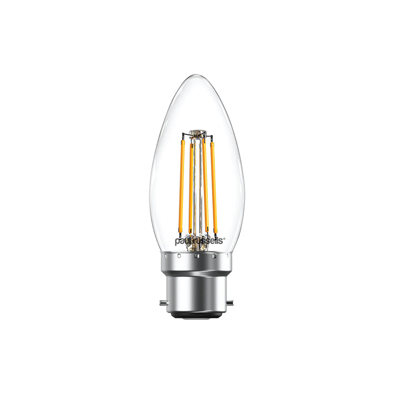 LED Filament Candle 4.5W=40W Warm White 2700K BC B22 Bayonet Cap Bulbs