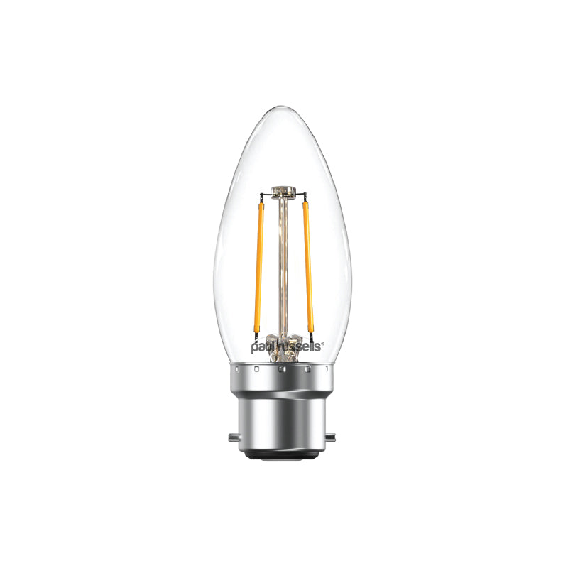 LED Filament Candle 2.5W=25W Warm White 2700K BC B22 Bayonet Cap Bulbs