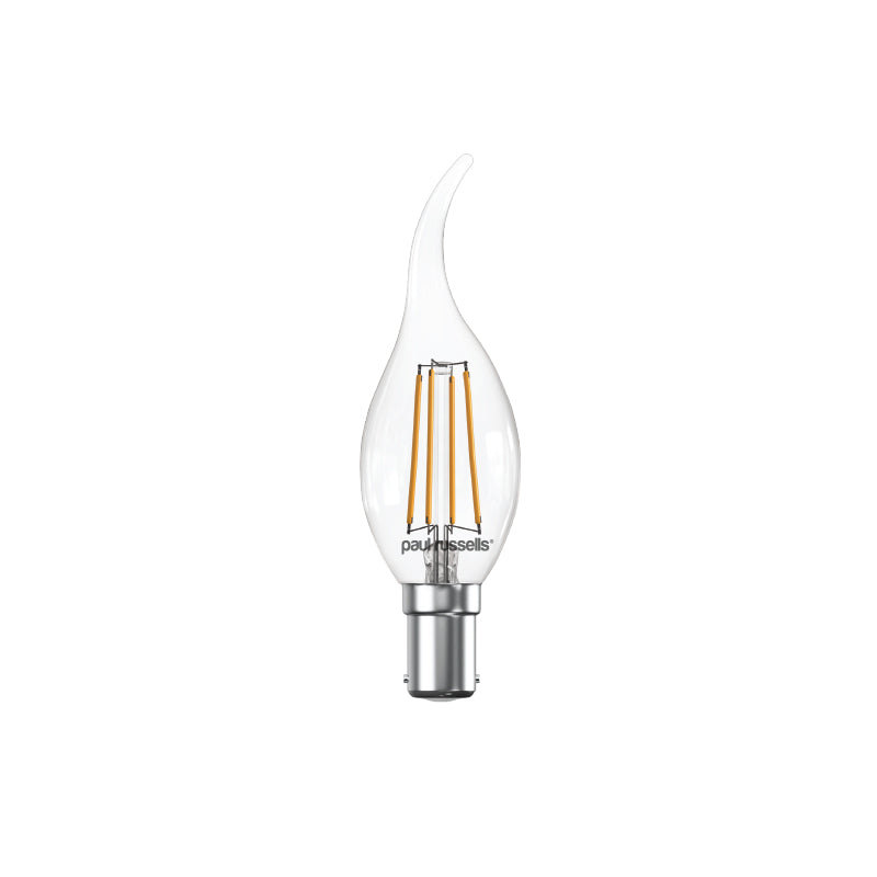 LED Filament Bent Tip Candle 4.5W=40W Warm White SBC B15 Bayonet Cap Bulbs