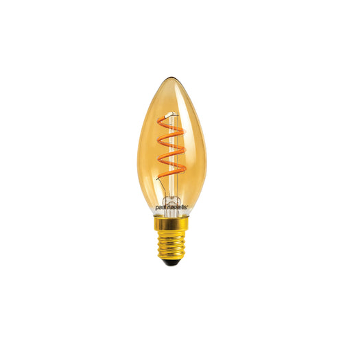 LED Filament Spiral Candle 2.5W=15w Extra Warm White (AMBER) SES E14 Small Edison Screw Decorative Bulbs