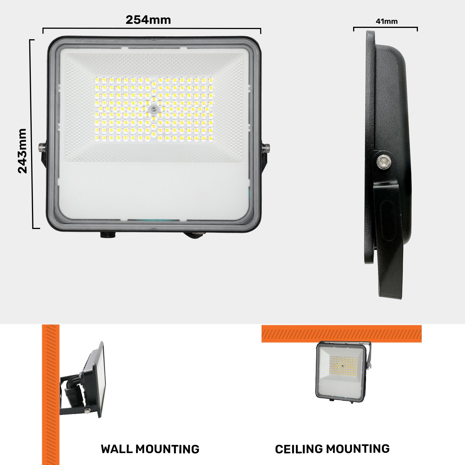 100W, LED Floodlights, 13500 Lumens, 4000K Cool White, Non-Dimmable Spotlights