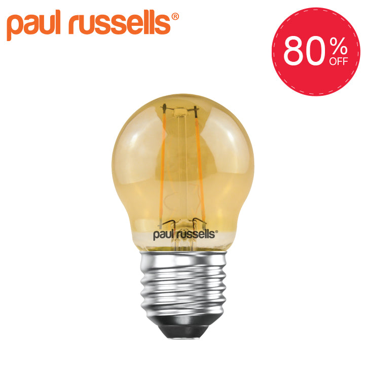 LED Filament Golf Ball 2.5W=20W Extra Warm White Amber 2200K ES E27 Edison Screw Bulbs