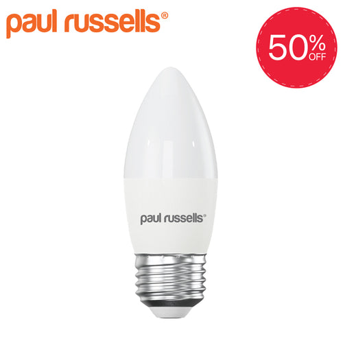 LED Frosted Candle 5W=40W Warm White 2700K ES E27 Edison Screw [10 Bulbs]