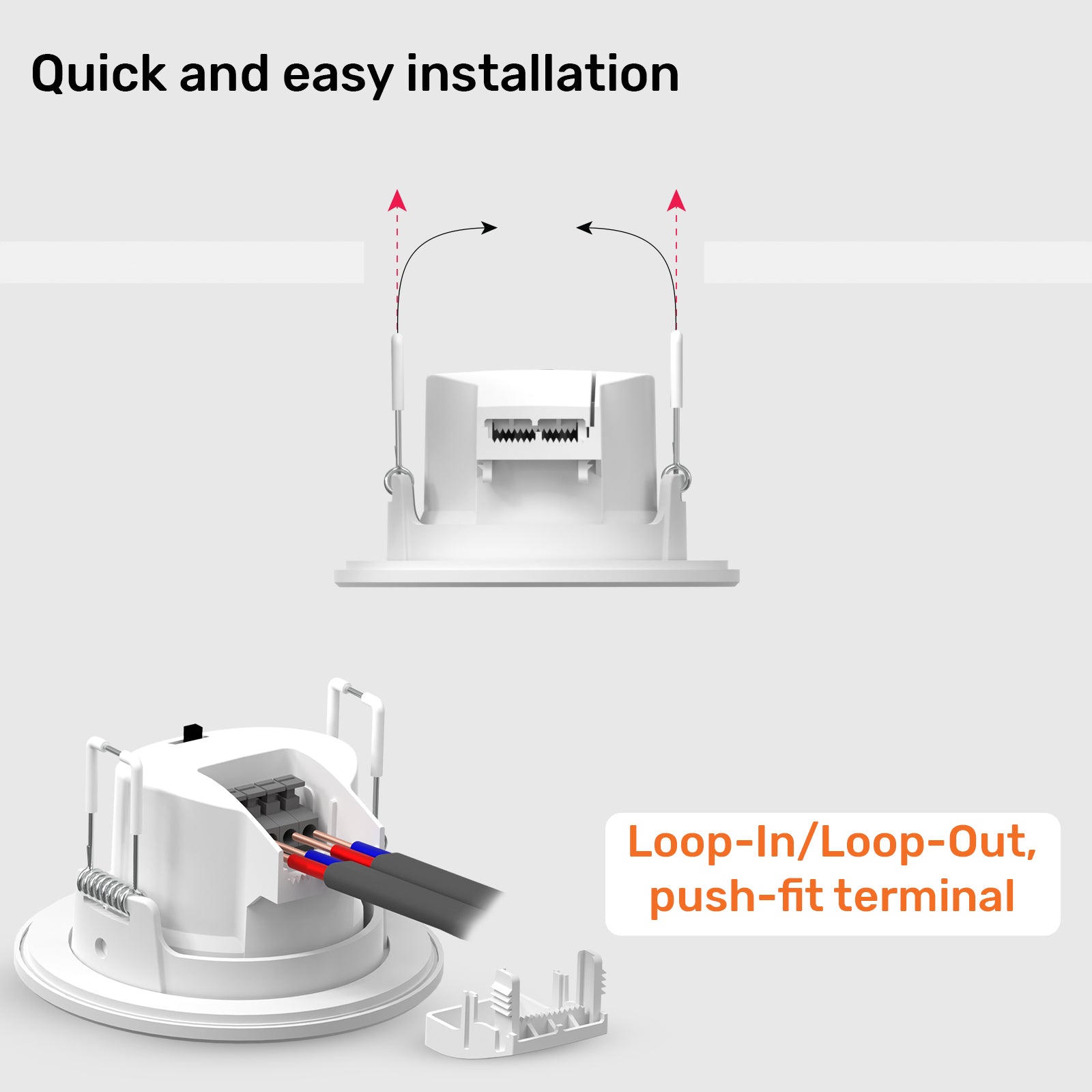 Paul Russells 4.8W LED Non Fire Rated Tiltable Downlight, Warm/Cool/Day White 3 Adjustable CCT, IP44, Bezel White