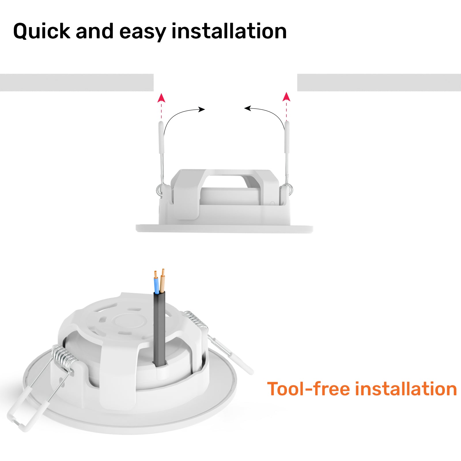 Paul Russells 4.8W LED Non Fire Rated Downlight Tiltable, Warm White 3000K, IP44, Bezel White