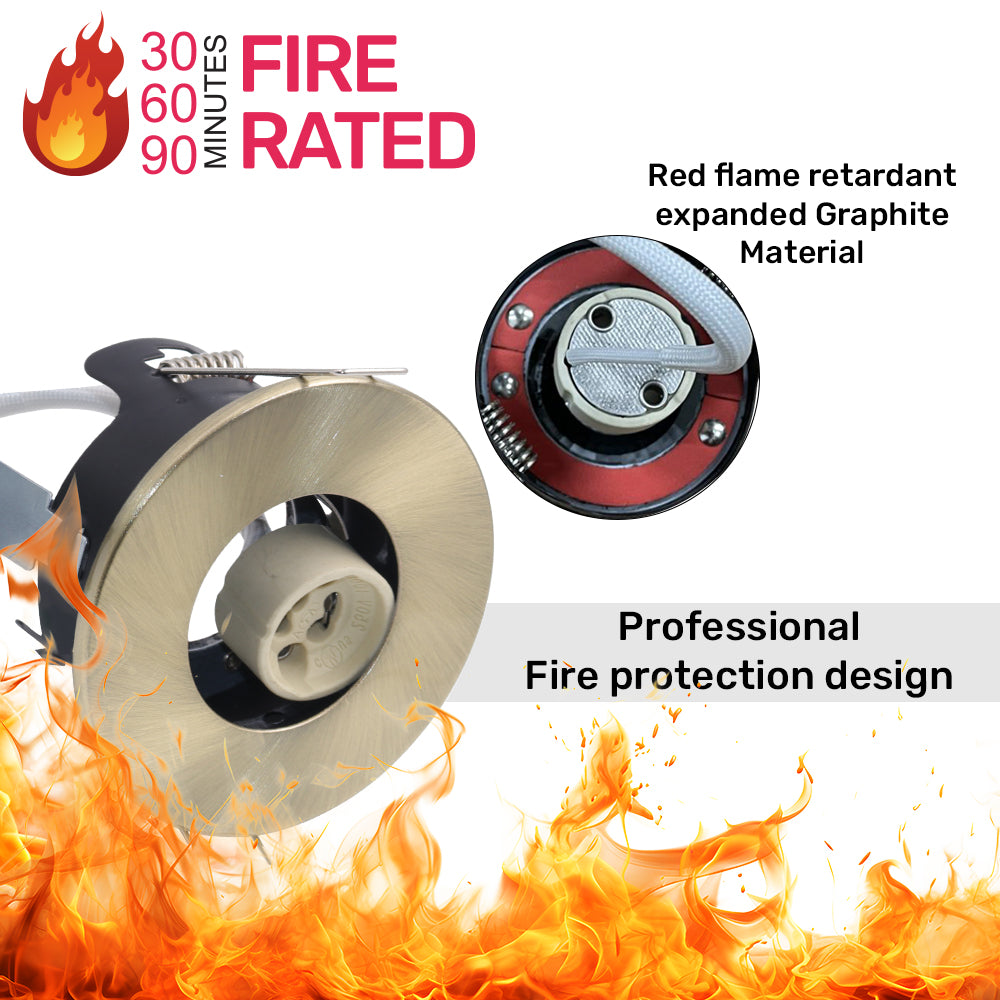 LED Fire Rated Downlights, IP20, Antique Brass Bezel, Without Bulb