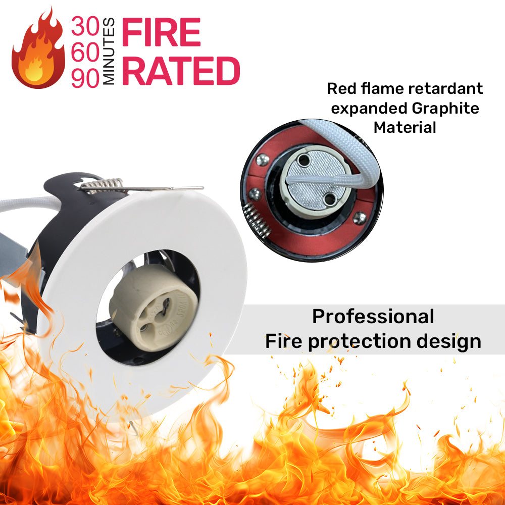LED Fire Rated Downlights, IP20, White Bezel, Without Bulb
