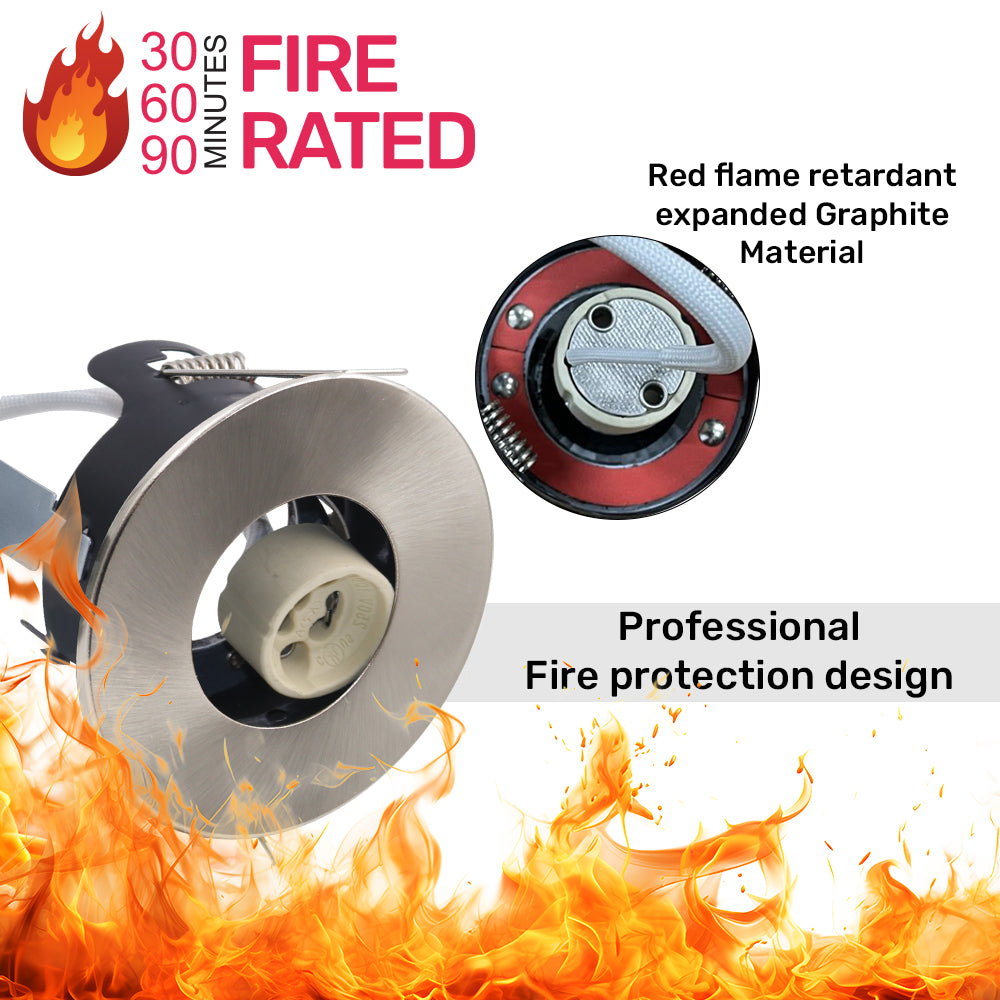 LED Fire Rated Downlights, IP20, Satin Nickel Bezel, Without Bulb