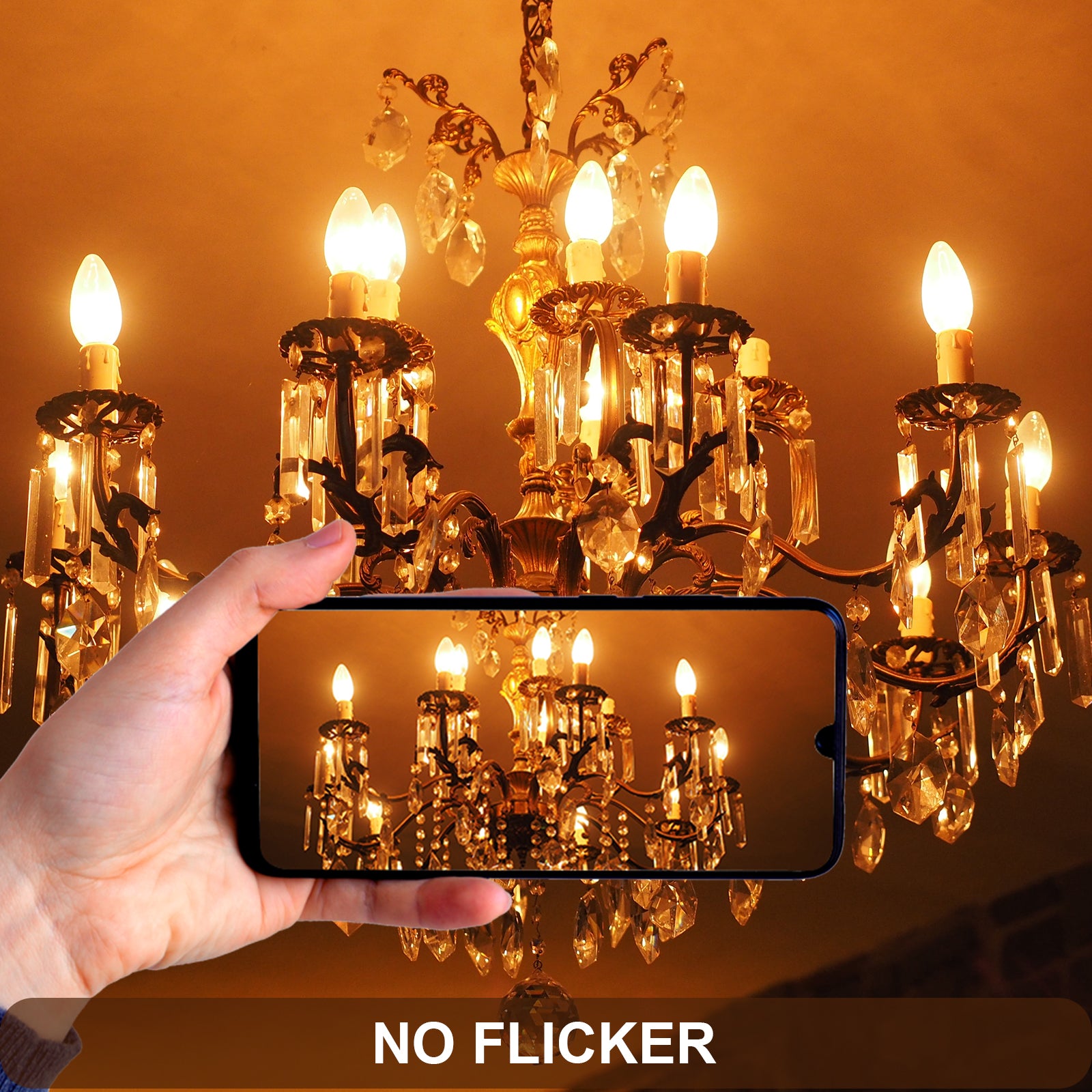 LED Filament Candle 2.5W=25W Extra Warm White Amber 2200K ES E27 Edison Screw Bulbs