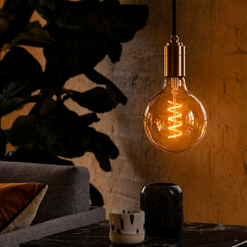 LED Filament Spiral G80 4W=25w Extra Warm White (AMBER) ES E27 Edison Screw Decorative Bulbs Lit