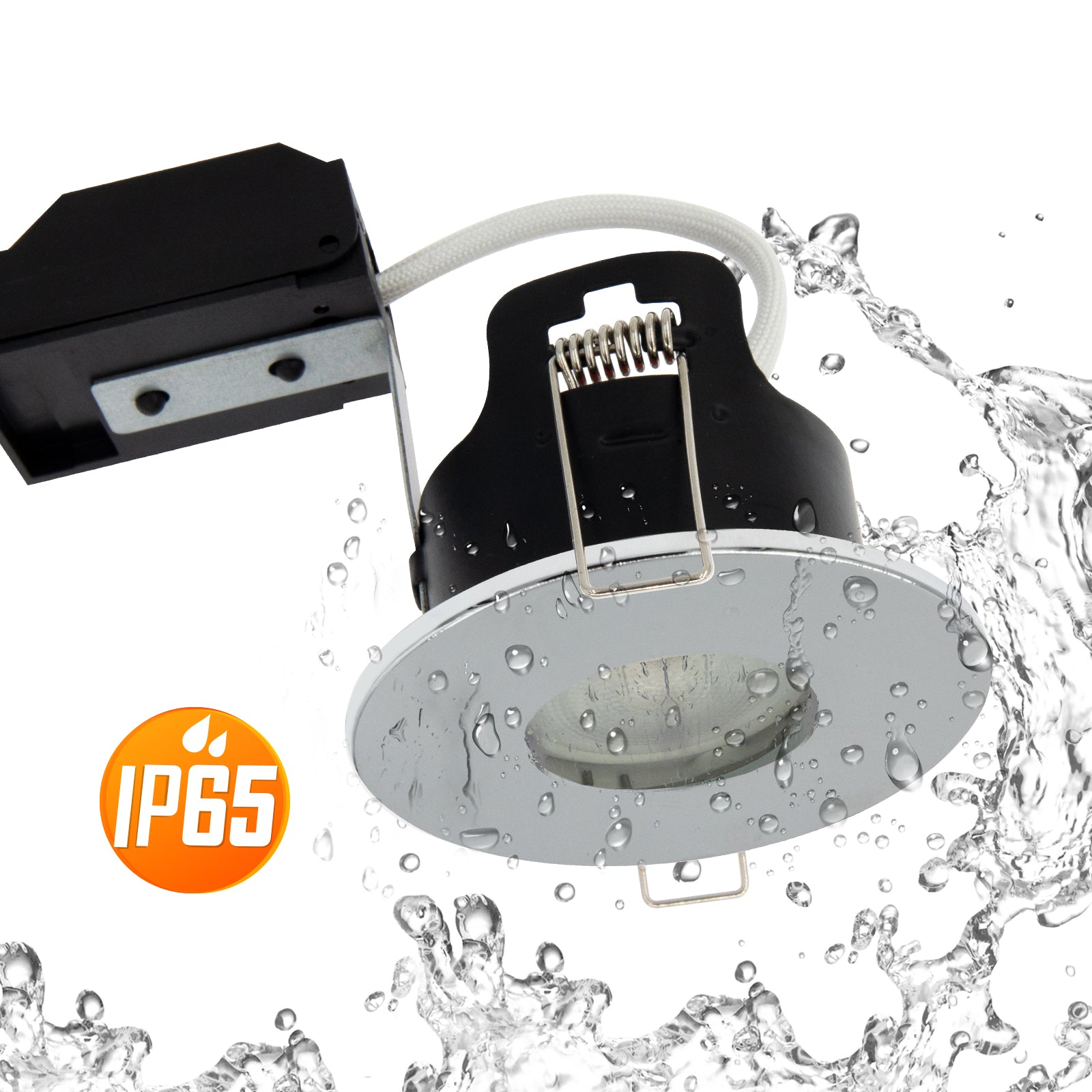 LED Fire Rated Downlights, IP65, Polished Chrome Bezel, Without Bulb