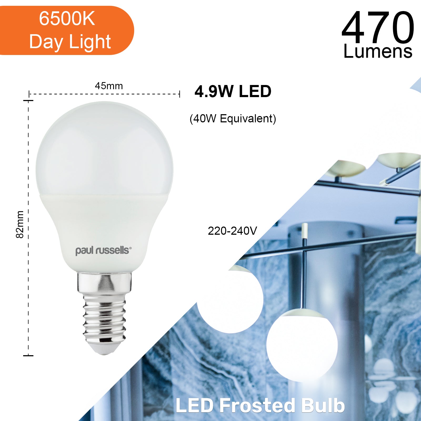 LED Golf Ball 4.9W=40W Day Light Small Edison Screw SES E14 Bulbs