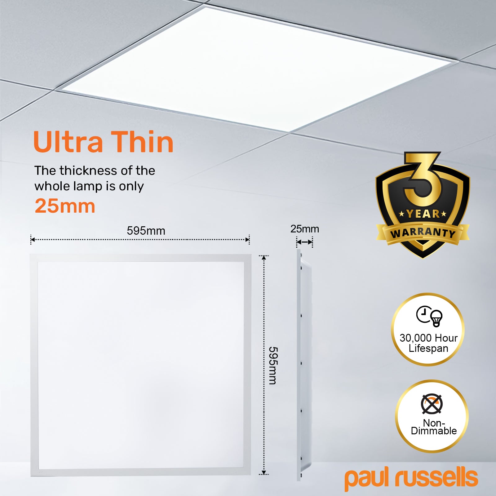 LED Square Panel 36W IP20 Day Light 6500K Ultra Slim Ceiling Light