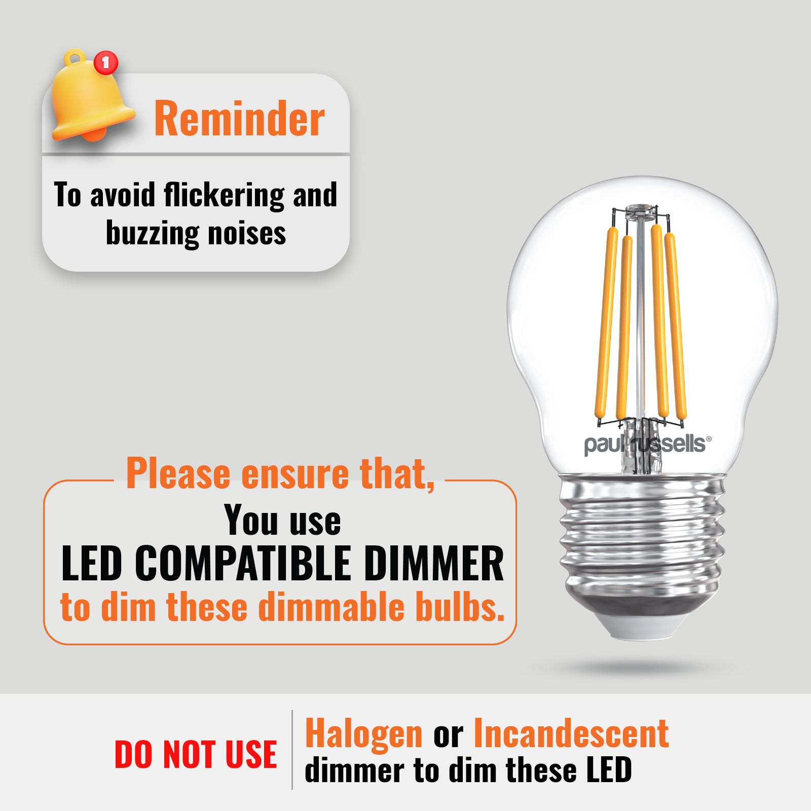 LED Filament Dimmable Golf 4.5W=40W Warm White Edison Screw ES E27 Bulbs