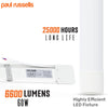 60W LED Batten Light, 6ft Ceiling Fitting Tube Light, 6600 Lumen, 6500K Day Light, Fluorescent Lighting Replacement5