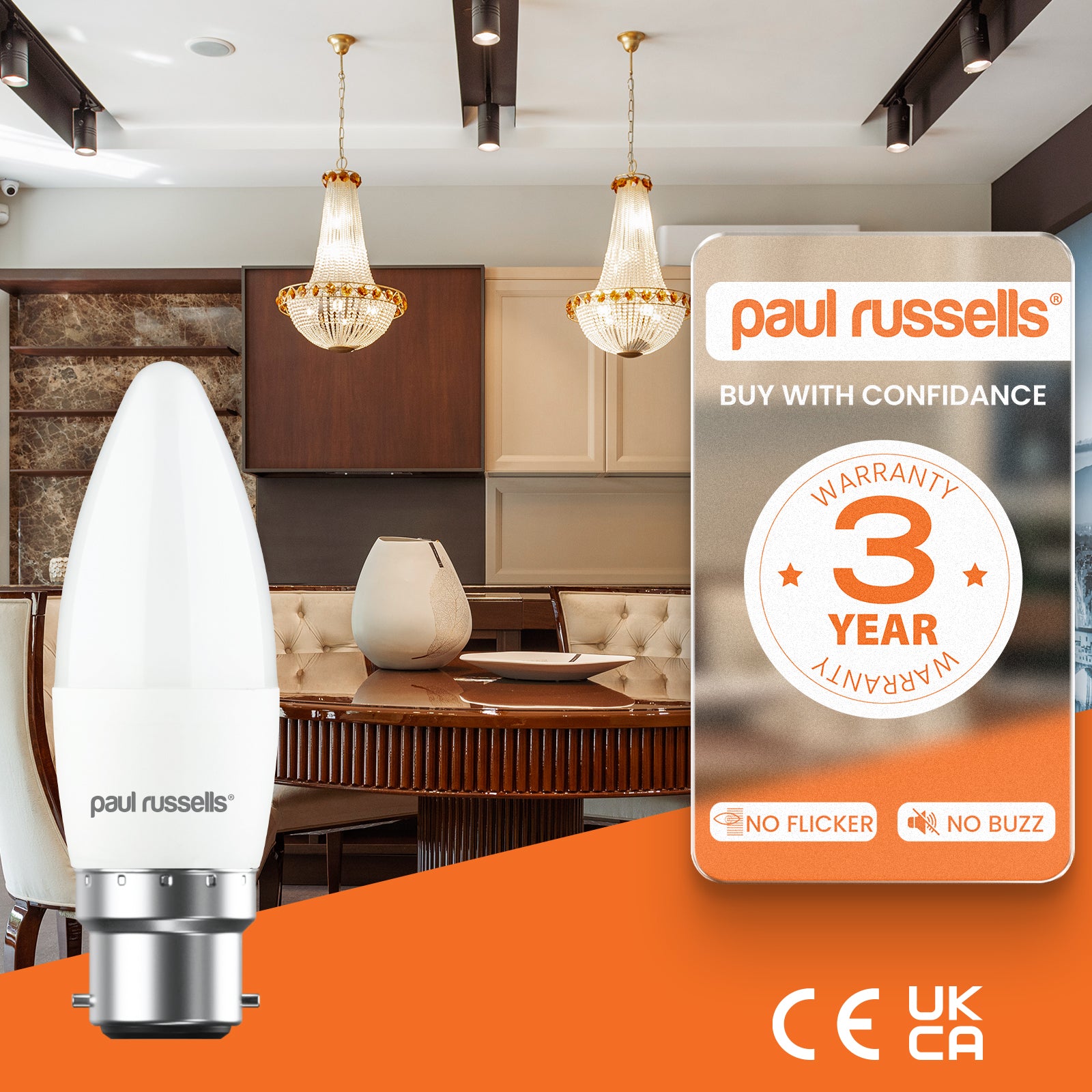 LED Candle 6.5W=60W Day Light Bayonet Cap BC B22 Bulbs