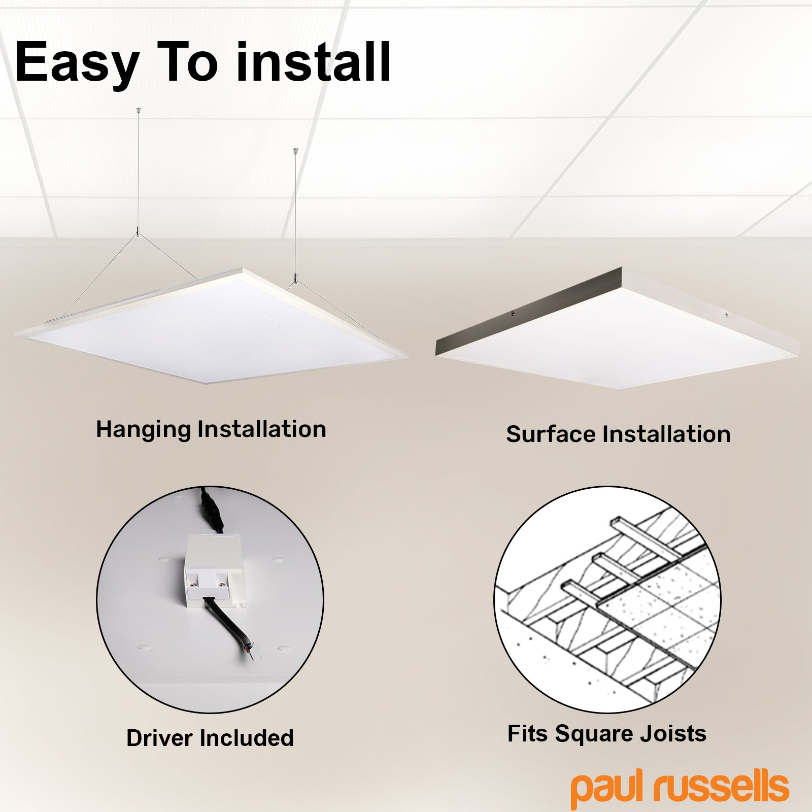 LED Square Panel 36W IP20 Cool White 4000K Ultra Slim Ceiling Light