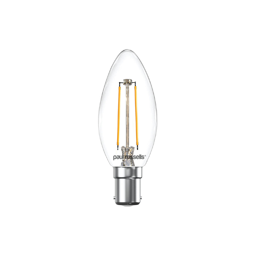 LED Filament Candle 2.5W=25W Warm White 2700K SBC B15 Small Bayonet Cap Bulbs