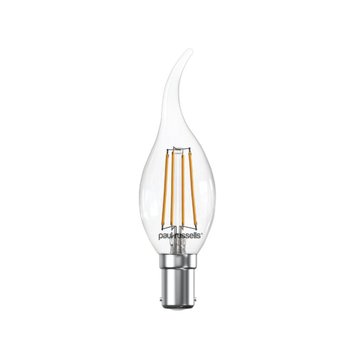 LED Filament Bent Tip Candle 4.5W=40W Warm White SBC B15 Bayonet Cap Bulbs