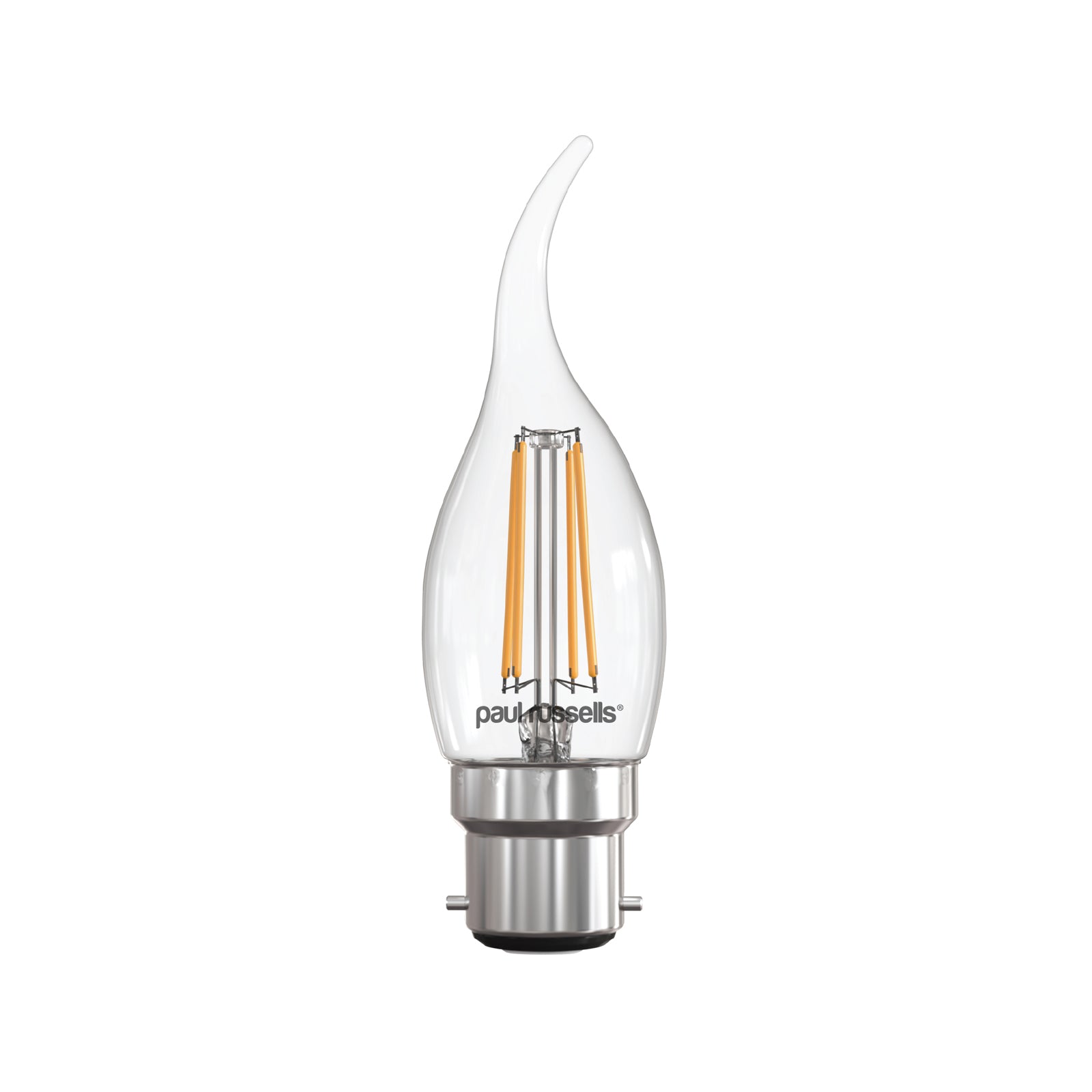 LED Filament Bent Tip Candle 4.5W=40W Warm White BC B22 Bayonet Cap Bulbs