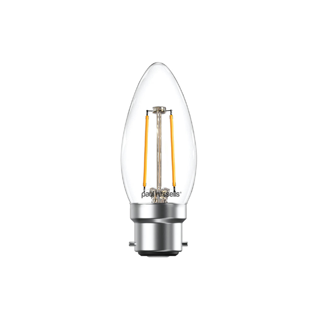 LED Filament Candle 2.5W=25W Warm White 2700K BC B22 Bayonet Cap Bulbs