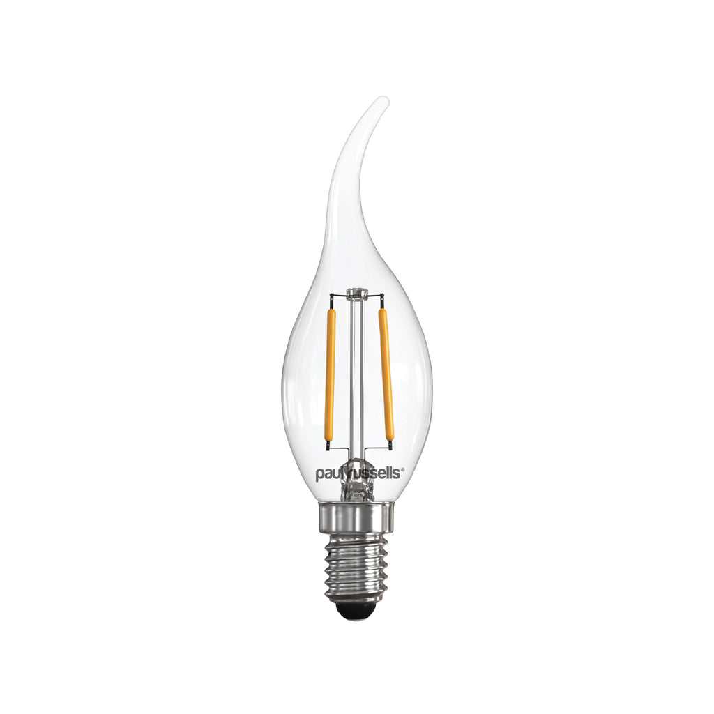 LED Filament Bent Tip Candle 2.5W=25W Warm White 2700K SES E14 Small Edison Screw Bulbs