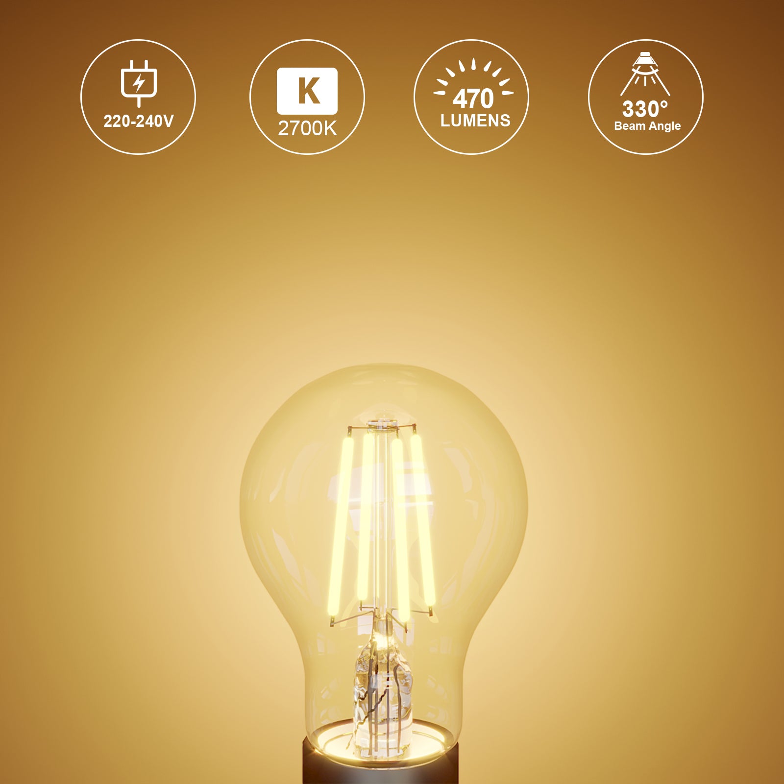 LED Filament GLS 4.5W=40W Warm White BC B22 Bayonet Cap Bulbs