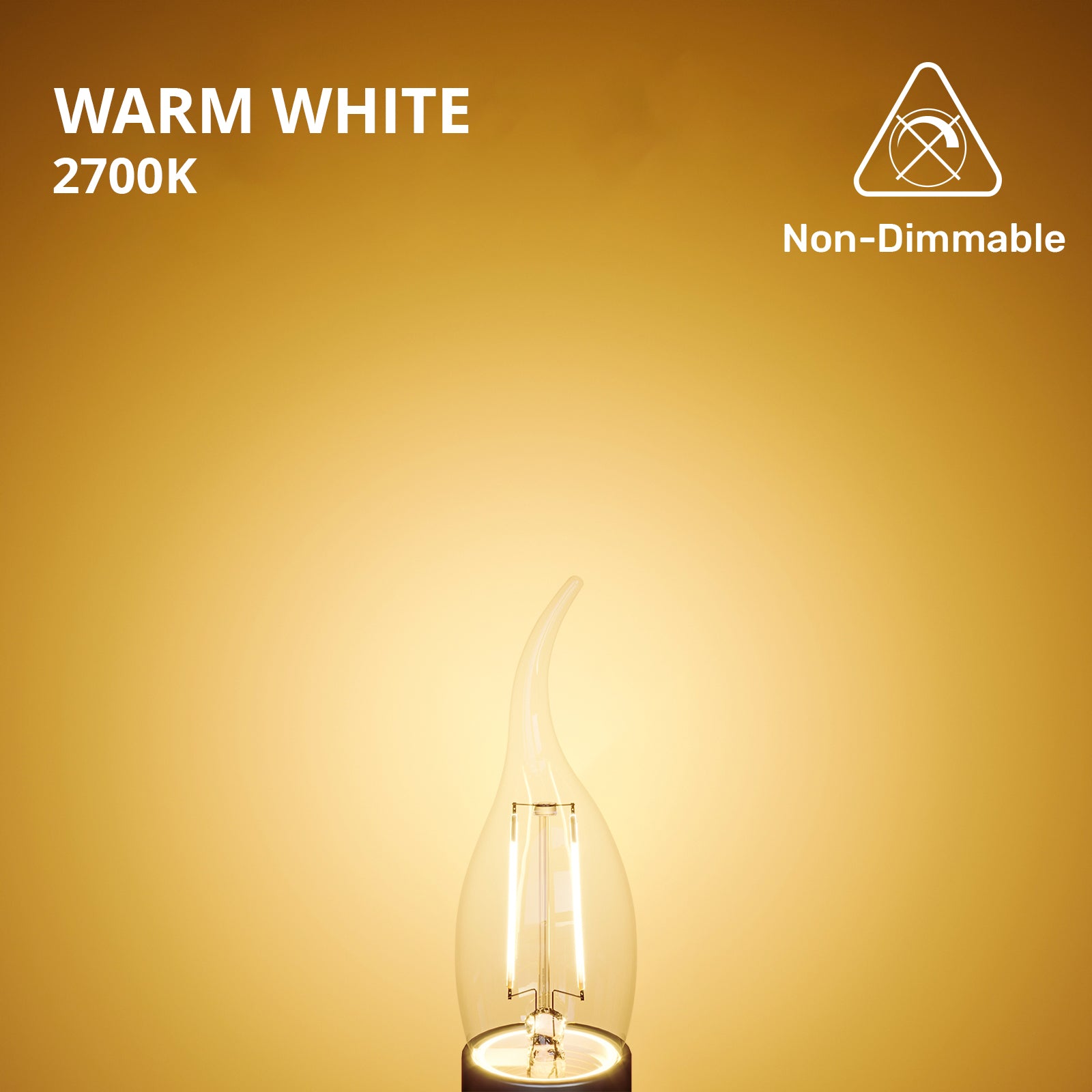 LED Filament Bent Tip Candle 4.5W=40W Warm White 2700K SES E14 Small Edison Screw Bulbs
