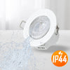 Paul Russells 4.8W LED Non Fire Rated Tiltable Downlight, Warm/Cool/Day White 3 Adjustable CCT, IP44, Bezel White4