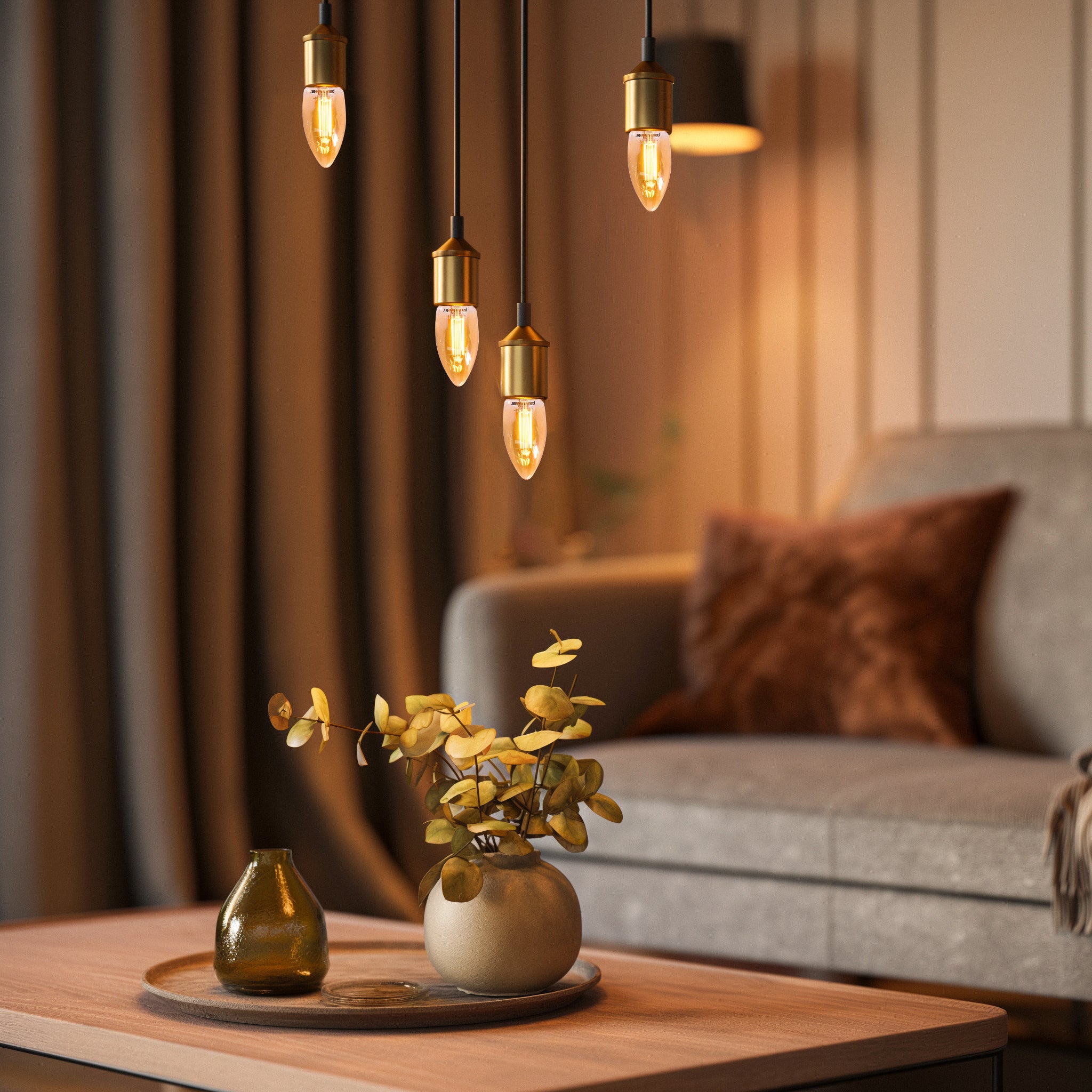 LED Filament Candle 4.5W=35W Extra Warm White Amber 2200K SES E14 Small Edison Screw Bulbs