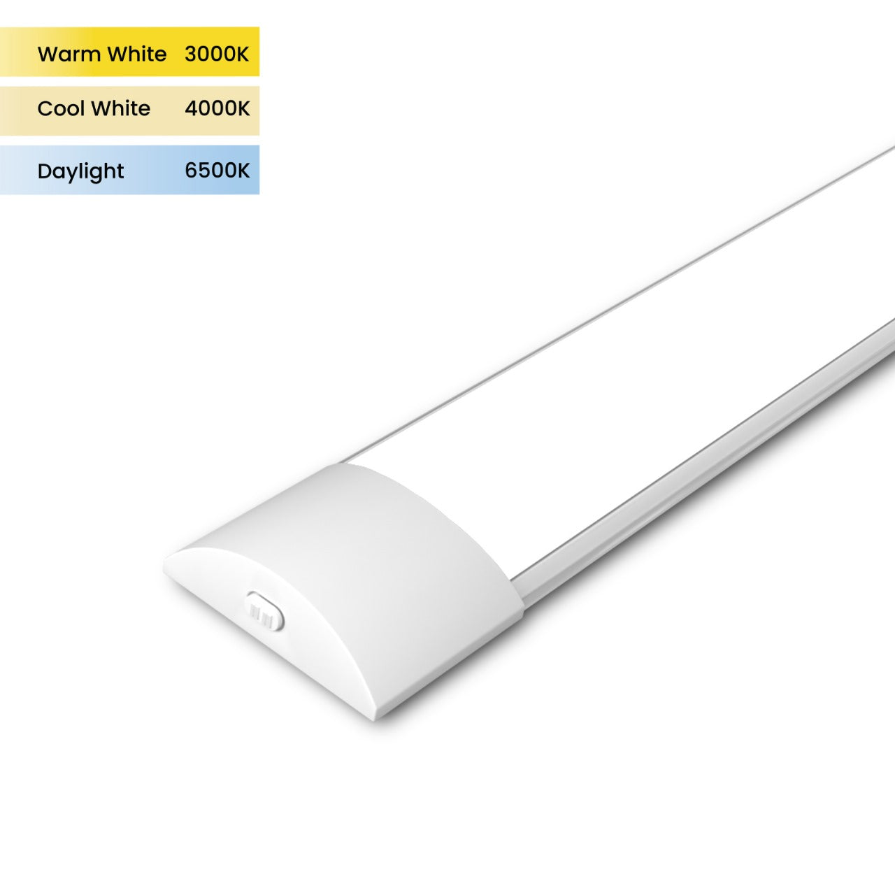 4ft, 40W LED Batten Light, 4800 Lumens, 3000K/4000K/6500K 3CCT, 120° Indoor Ceiling Tube Light