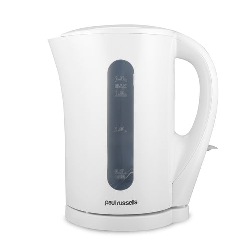paul russells Electric Plastic Kettle, 2200W 1.7L, Hot water dispenser, White, Boil-Dry Protection, Auto Shut off Stirx Control