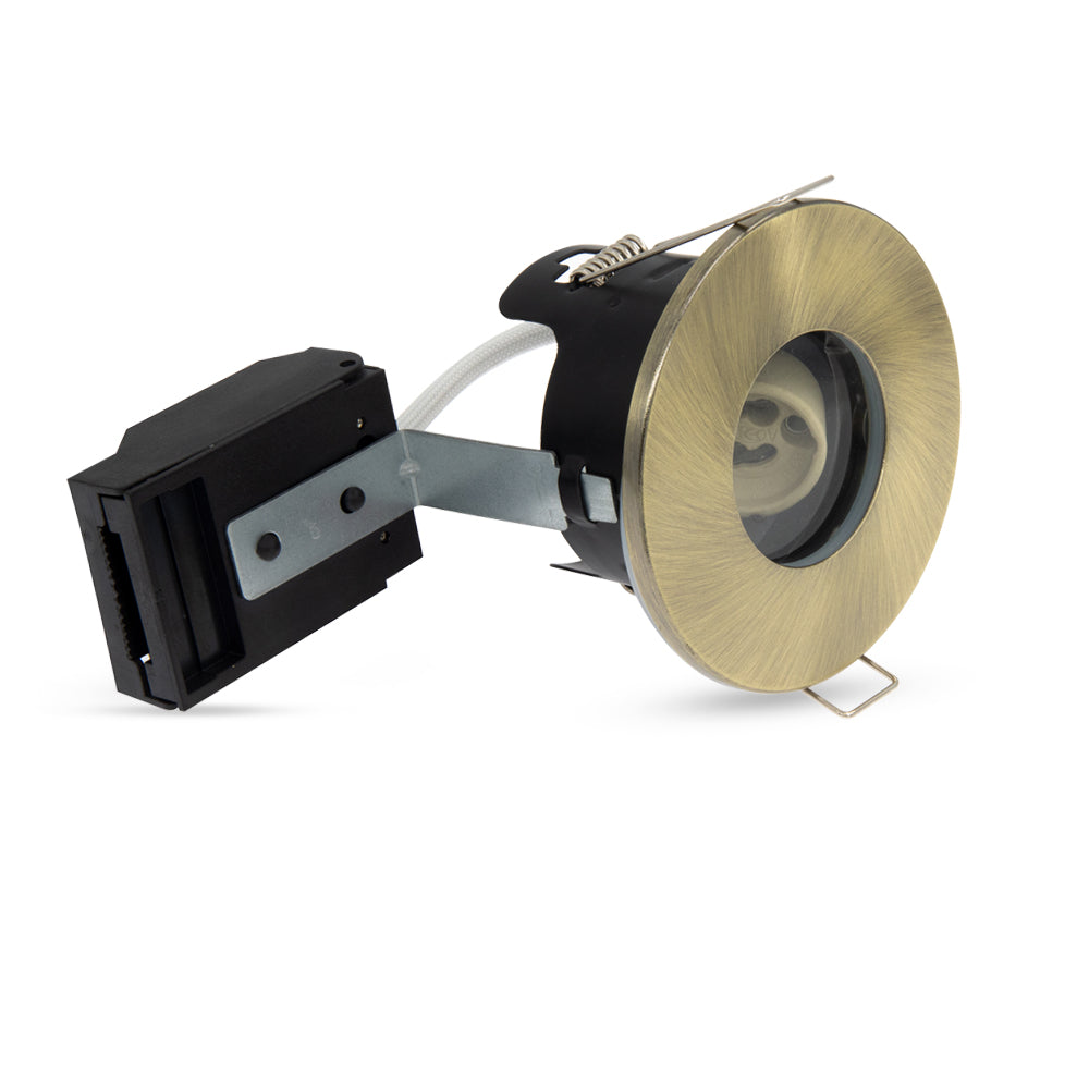 LED Fire Rated Downlights, IP65, Antique Brass Bezel, Without Bulb