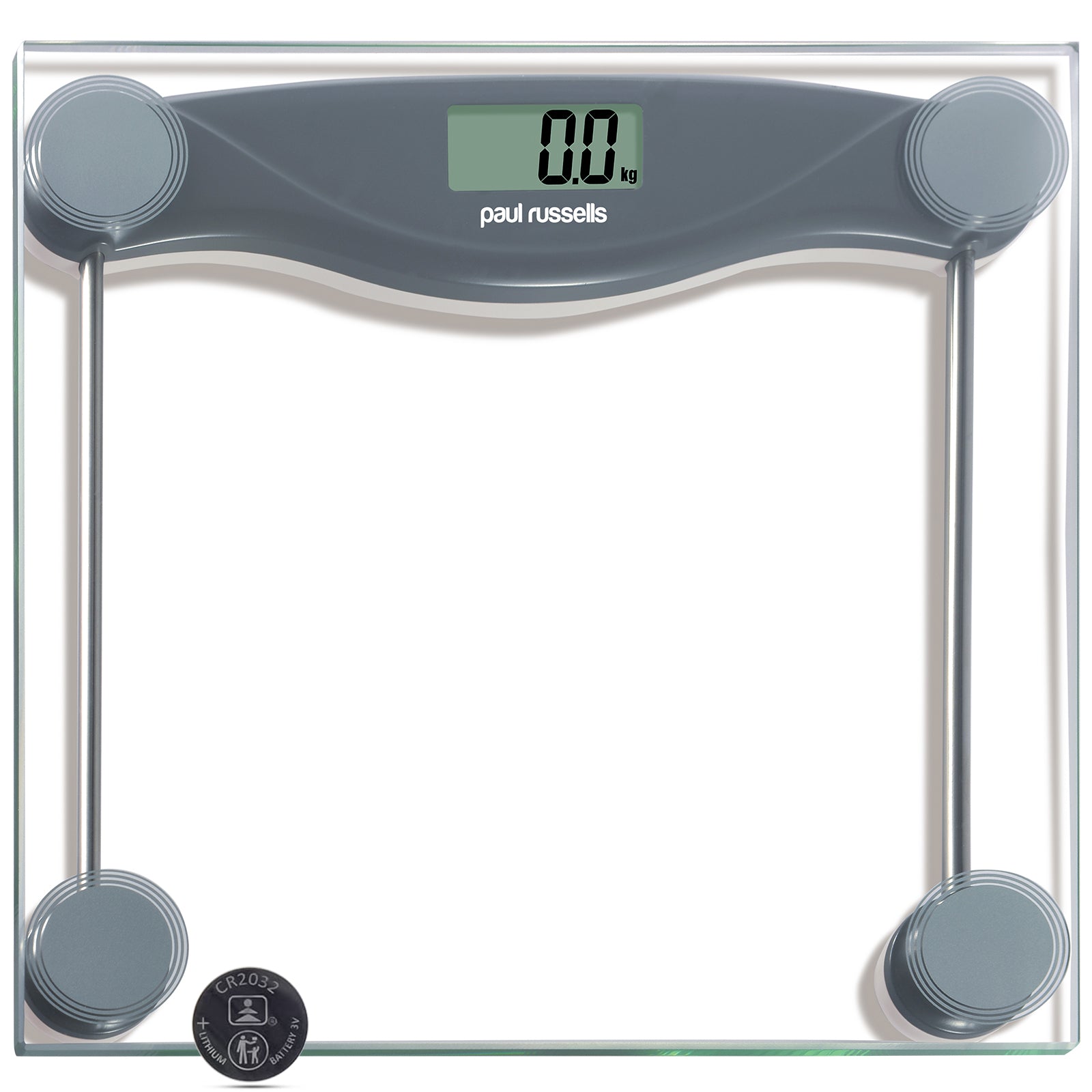 Digital Bathroom Scales, Body Weight, Weighing Scale, 150KG Wide Platform, Transparent Glass Grey